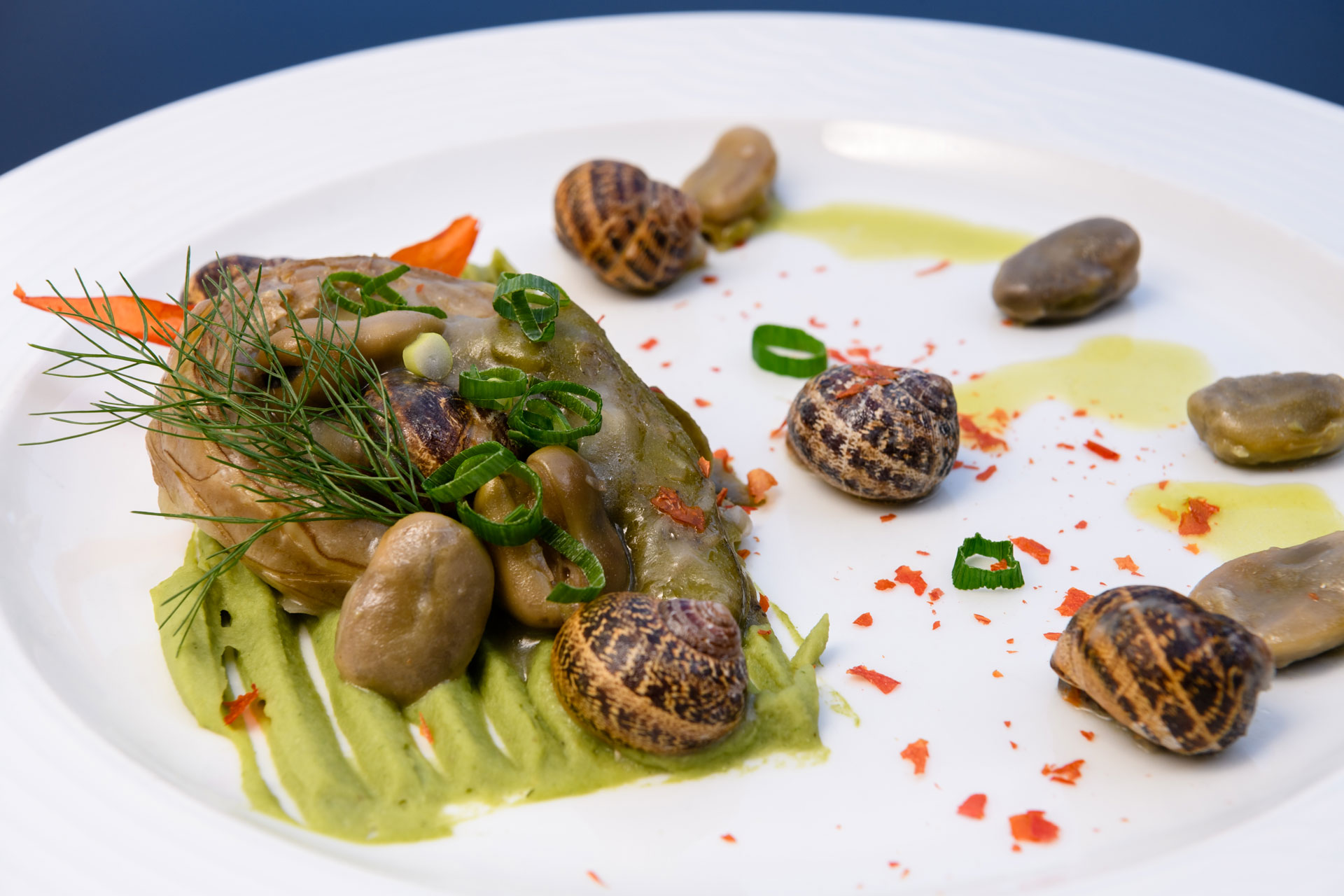Snails with fresh broad beans, artichokes and fennel Agios Nikolaos Crete